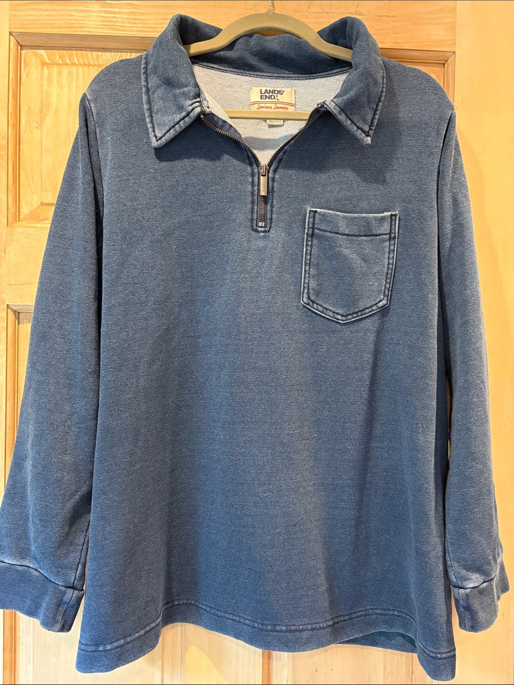 Lands' End Indigo Quarter-Zip Pocket Pullover 1X